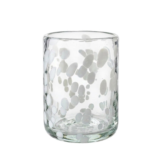 Lafiore Classic Tumbler Confetti Weiss, mundgeblasenes Trinkglas aus recyceltem Glas, Mallorca
