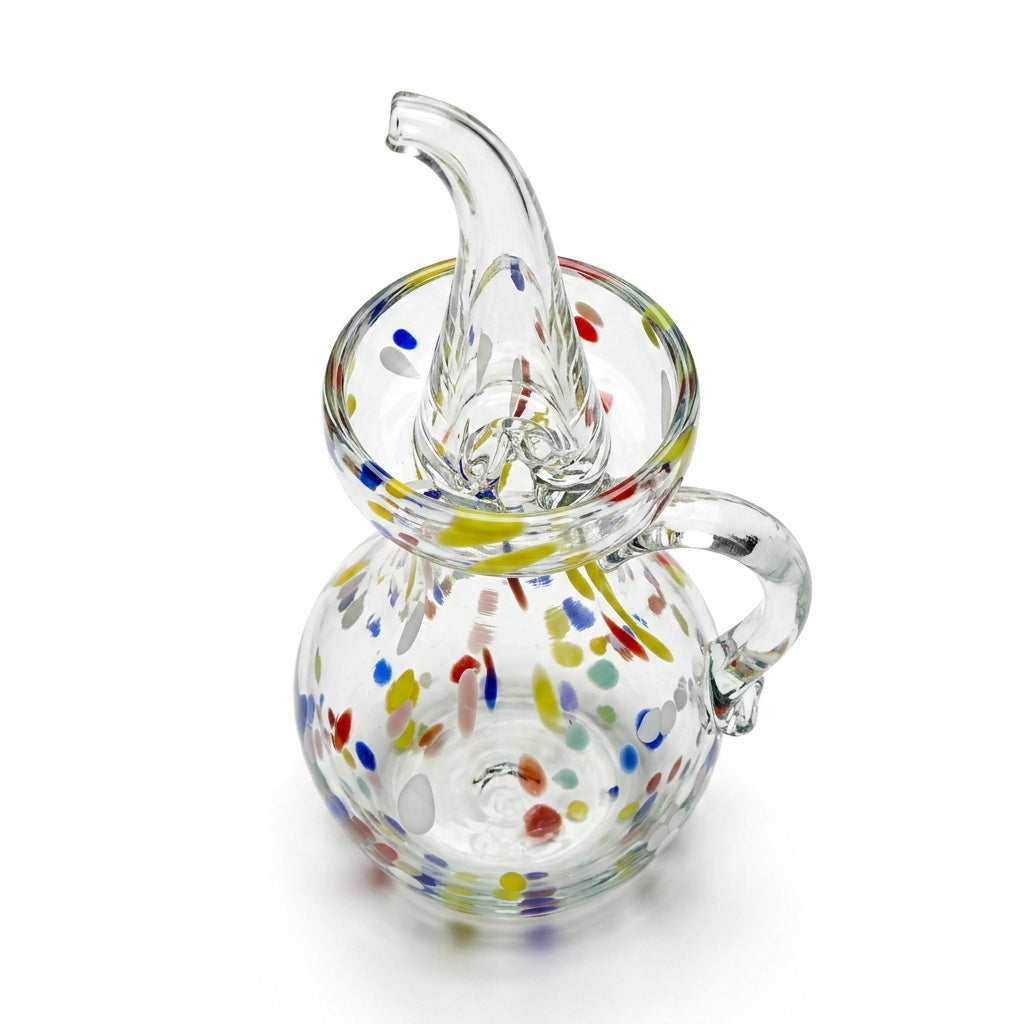 Lafiore Ölflasche Confetti Multi, mundgeblasen aus recyceltem Glas, Mallorca