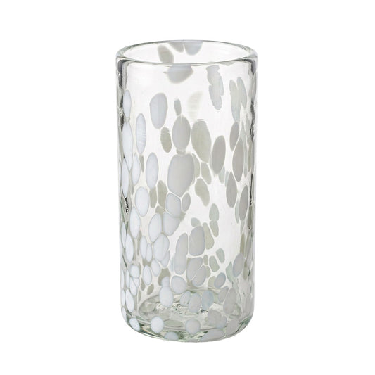 Lafiore Tube Tumbler Confetti Weiss, mundgeblasenes Trinkglas aus recyceltem Glas, Mallorca