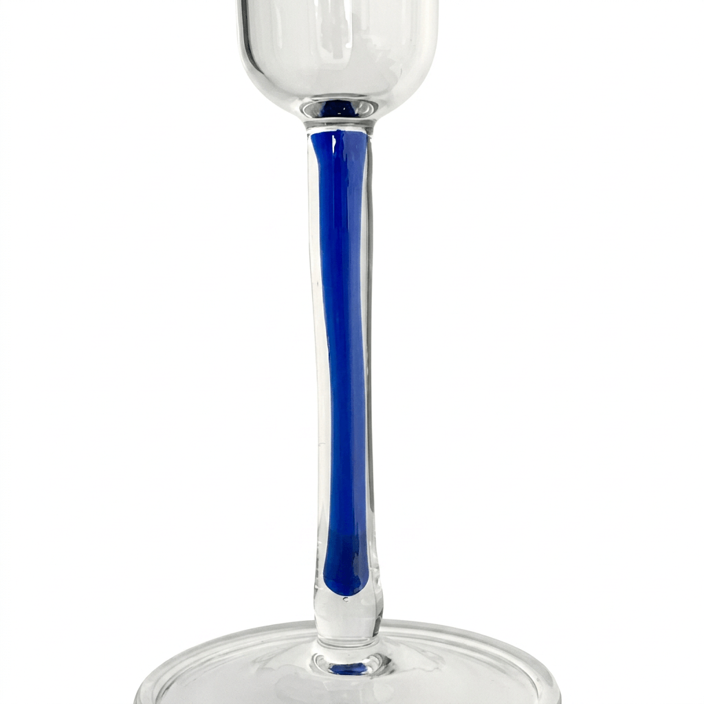 Champagnerglas Flöte Tiefblau, Detailansicht des tiefblauen Stiels