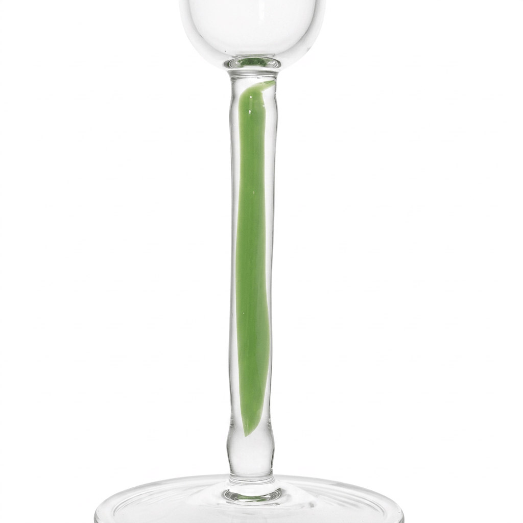 Champagnerglas Flöte Grün, Detailansicht des grünen Stiels