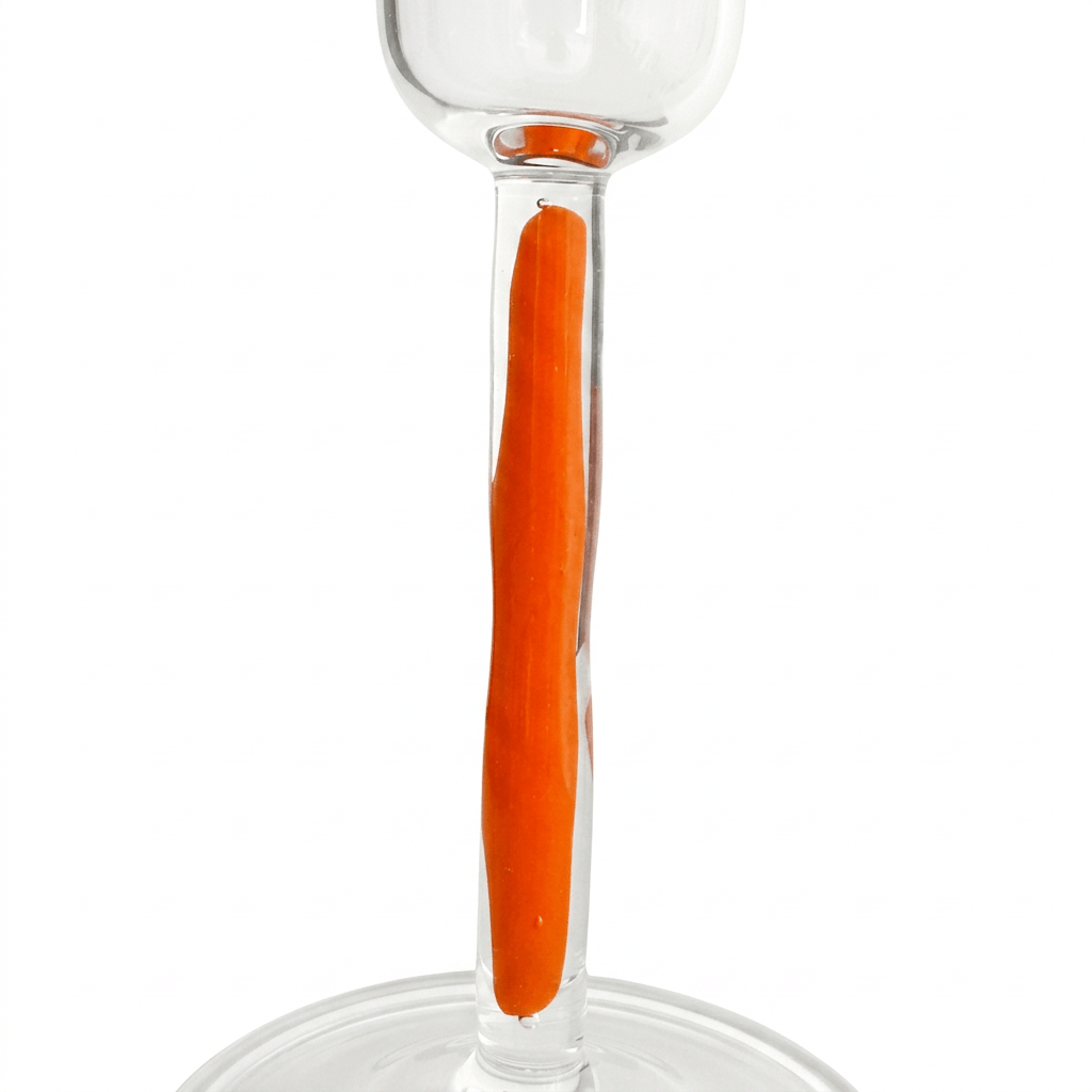 Champagnerglas Flöte Orange, Detailansicht des orangefarbenen Stiels