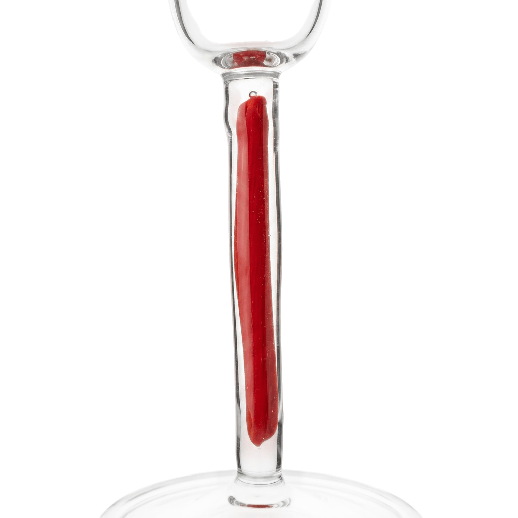 Champagnerglas Flöte Rot, Detailansicht des roten Stiels