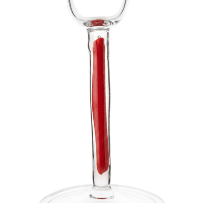Champagnerglas Flöte Rot, Detailansicht des roten Stiels