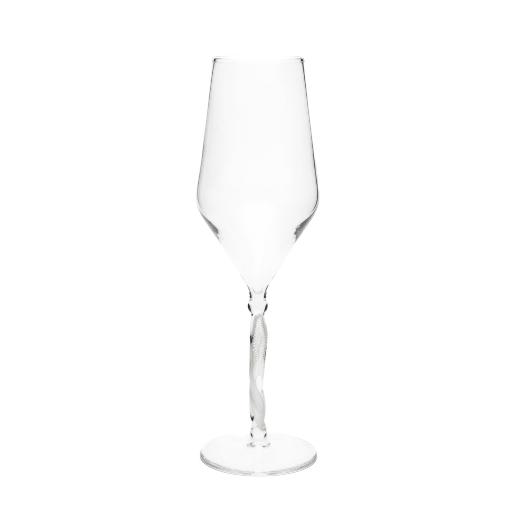 casa vitri Champagnerglas Tulpe Palladium, handgemacht auf weißem Hintergrund