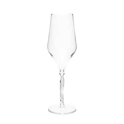 casa vitri Champagnerglas Tulpe Palladium, handgemacht auf weißem Hintergrund