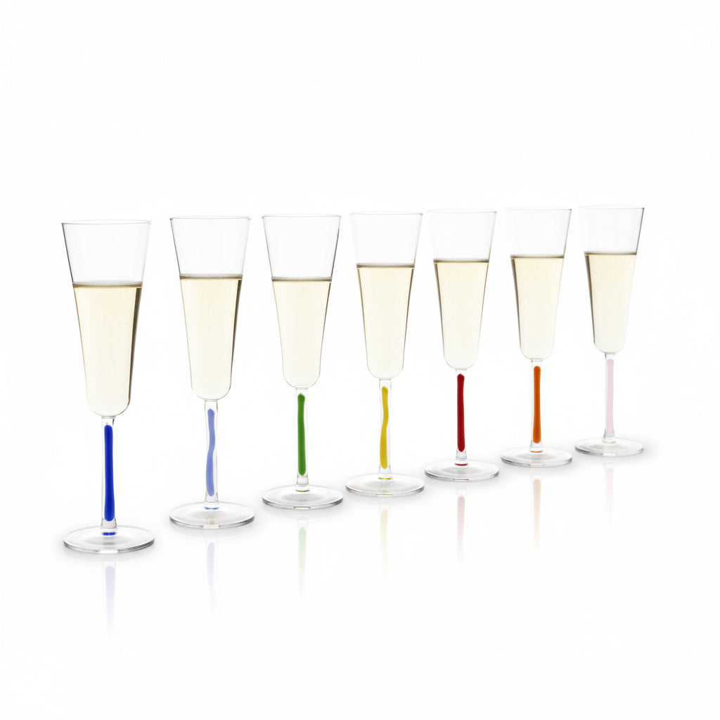 Champagnerglas Flöte mit Stielfarbe Grün