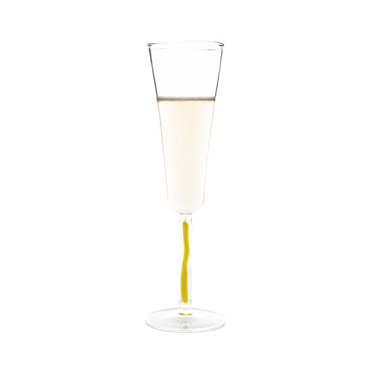 Champagnerglas Flöte mit Stielfarbe Gelb