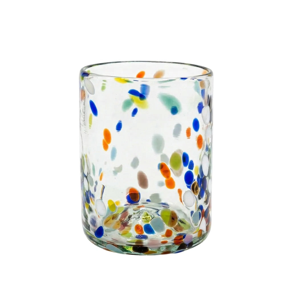 Lafiore Classic Tumbler Confetti Multi, mundgeblasenes Trinkglas aus recyceltem Glas, Mallorca