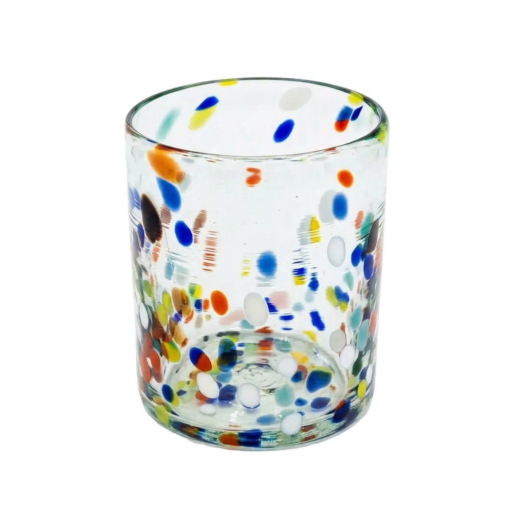 Lafiore Classic Tumbler Confetti Multi, mundgeblasenes Trinkglas aus recyceltem Glas, Mallorca