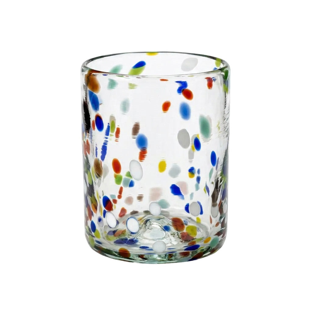 Lafiore Classic Tumbler Confetti Multi, mundgeblasenes Trinkglas aus recyceltem Glas, Mallorca