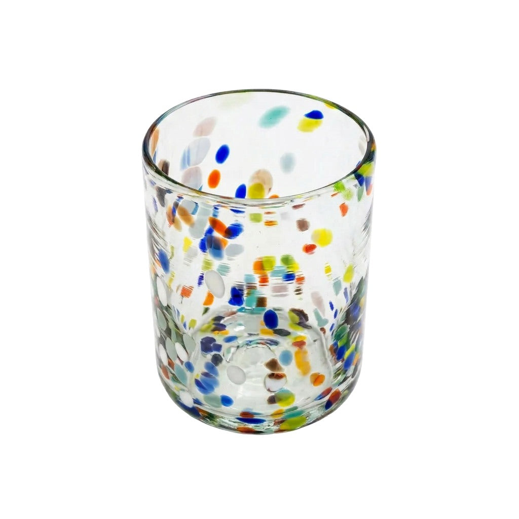 Lafiore Classic Tumbler Confetti Multi, mundgeblasenes Trinkglas aus recyceltem Glas, Mallorca