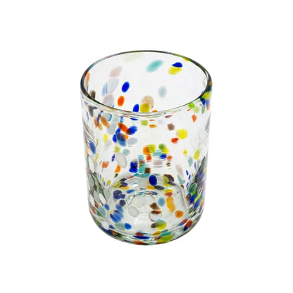 Lafiore Classic Tumbler Confetti Multi, mundgeblasenes Trinkglas aus recyceltem Glas, Mallorca