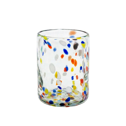 Lafiore Classic Tumbler Confetti Multi, mundgeblasenes Trinkglas aus recyceltem Glas, Mallorca