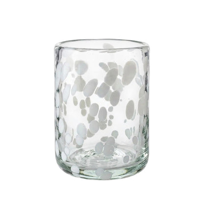Lafiore Classic Tumbler Confetti Weiss, mundgeblasenes Trinkglas aus recyceltem Glas, Mallorca