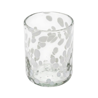 Lafiore Classic Tumbler Confetti Weiss, mundgeblasenes Trinkglas aus recyceltem Glas, Mallorca