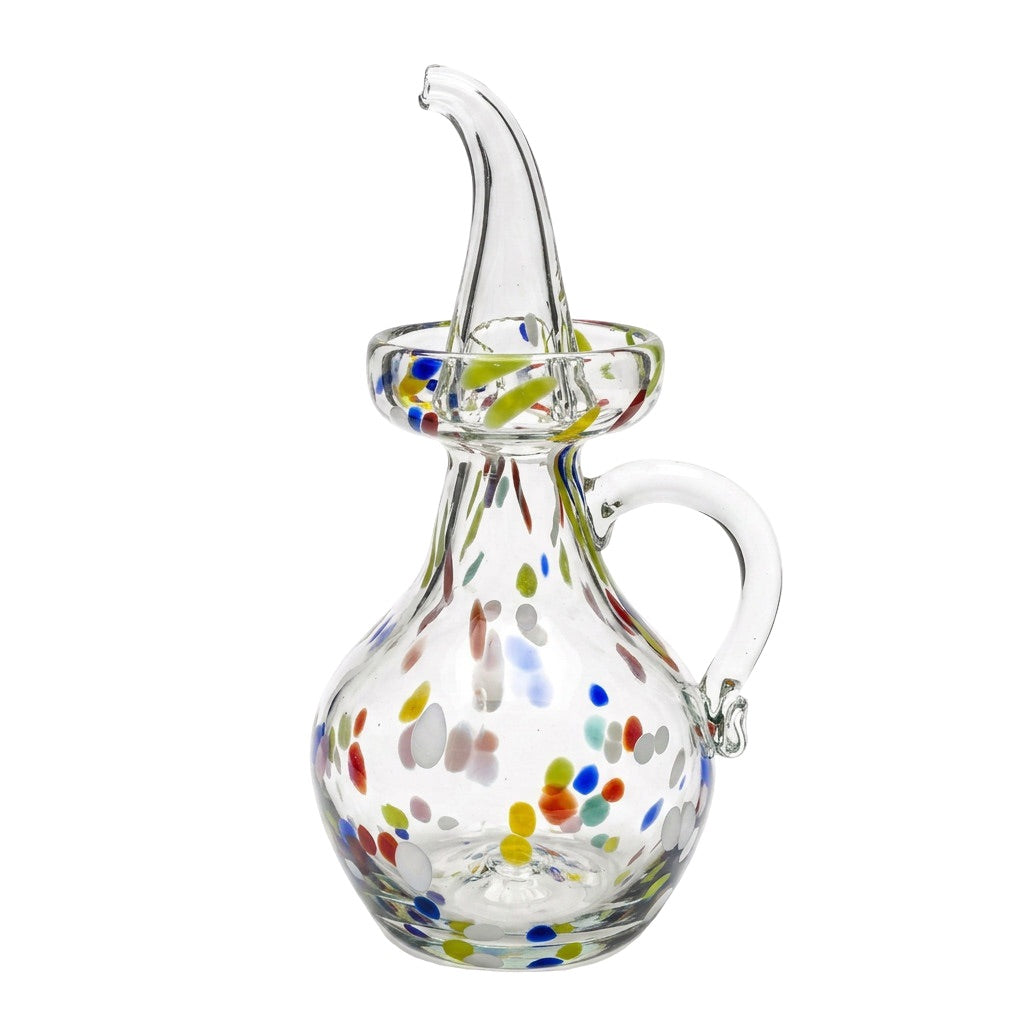 Lafiore Ölflasche Confetti Multi, mundgeblasen aus recyceltem Glas, Mallorca
