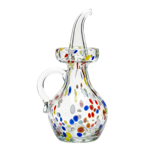 Lafiore Ölflasche Confetti Multi, mundgeblasen aus recyceltem Glas, Mallorca