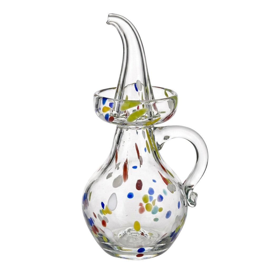 Lafiore Ölflasche Confetti Multi, mundgeblasen aus recyceltem Glas, Mallorca