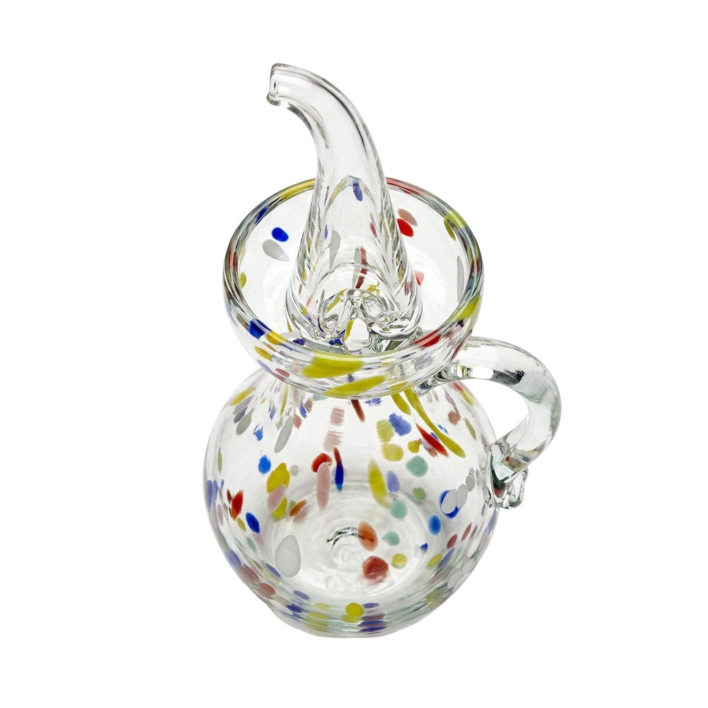 Lafiore Ölflasche Confetti Multi, mundgeblasen aus recyceltem Glas, Mallorca