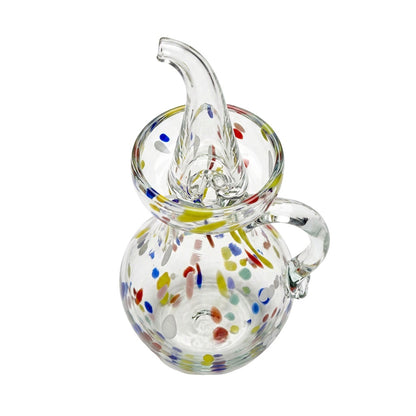 Lafiore Ölflasche Confetti Multi, mundgeblasen aus recyceltem Glas, Mallorca