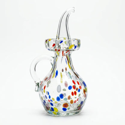 Lafiore Ölflasche Confetti Multi, mundgeblasen aus recyceltem Glas, Mallorca
