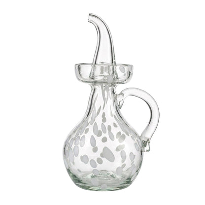 Lafiore Ölflasche Confetti Weiss, mundgeblasen aus recyceltem Glas, Mallorca