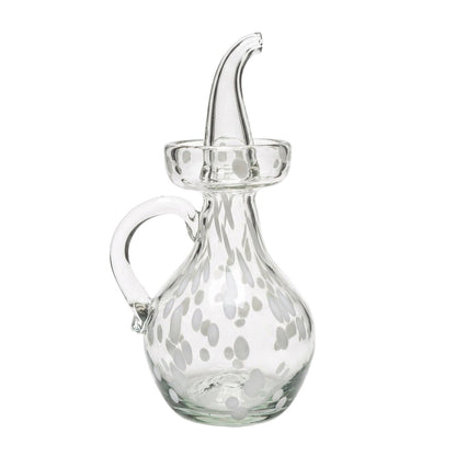 Lafiore Ölflasche Confetti Weiss, mundgeblasen aus recyceltem Glas, Mallorca
