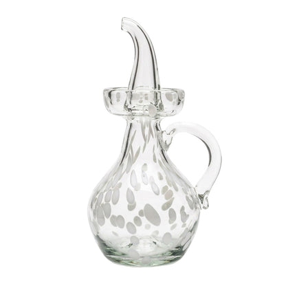 Lafiore Ölflasche Confetti Weiss, mundgeblasen aus recyceltem Glas, Mallorca