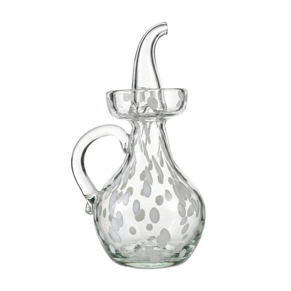 Lafiore Ölflasche Confetti Weiss, mundgeblasen aus recyceltem Glas, Mallorca