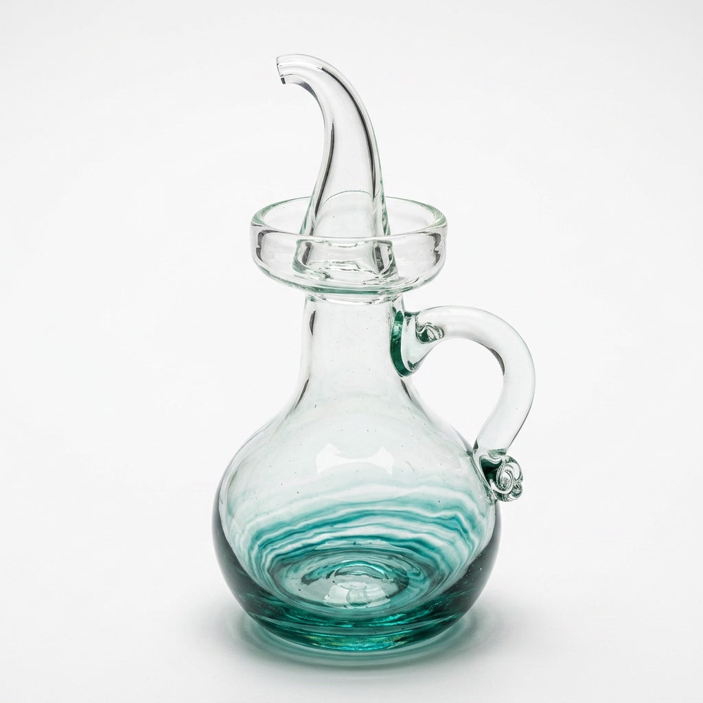 Lafiore Ölflasche Mare Grün, mundgeblasen aus recyceltem Glas, Mallorca