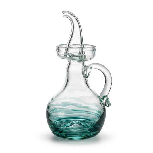Lafiore Ölflasche Mare Grün, mundgeblasen aus recyceltem Glas, Mallorca
