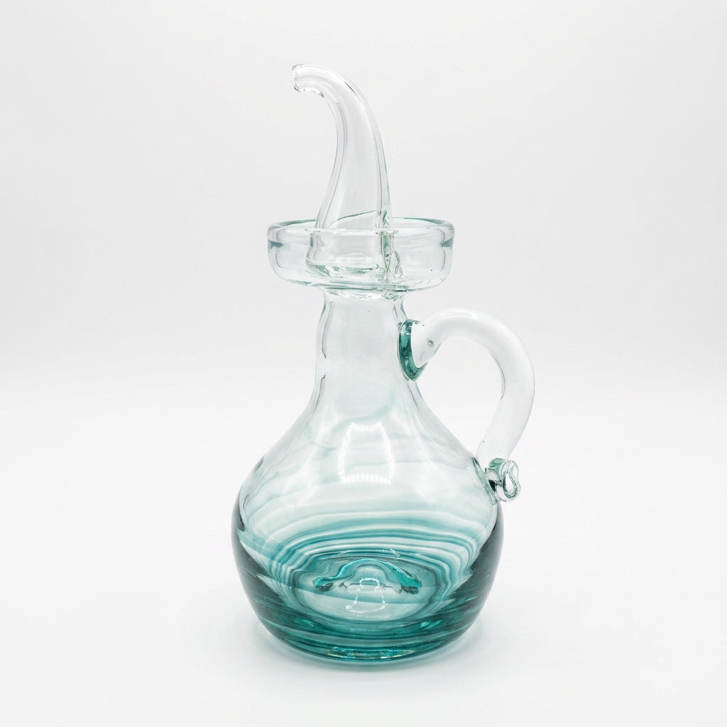 Lafiore Ölflasche Mare Grün, mundgeblasen aus recyceltem Glas, Mallorca