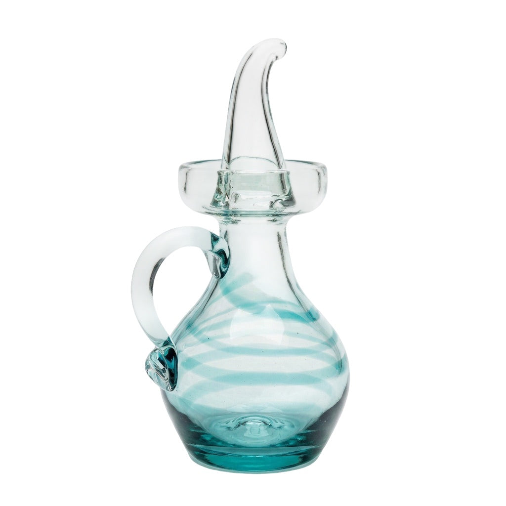 Lafiore Ölflasche Mare Türkis, mundgeblasen aus recyceltem Glas, Mallorca