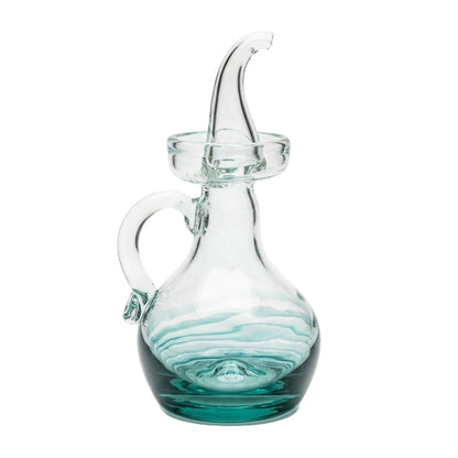Lafiore Ölflasche Mare Türkis, mundgeblasen aus recyceltem Glas, Mallorca