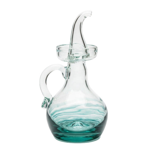 Lafiore Ölflasche Mare Türkis, mundgeblasen aus recyceltem Glas, Mallorca