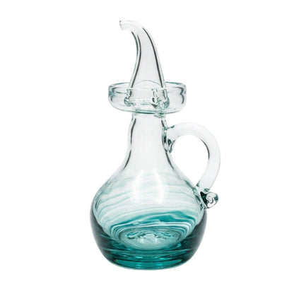 Lafiore Ölflasche Mare Türkis, mundgeblasen aus recyceltem Glas, Mallorca