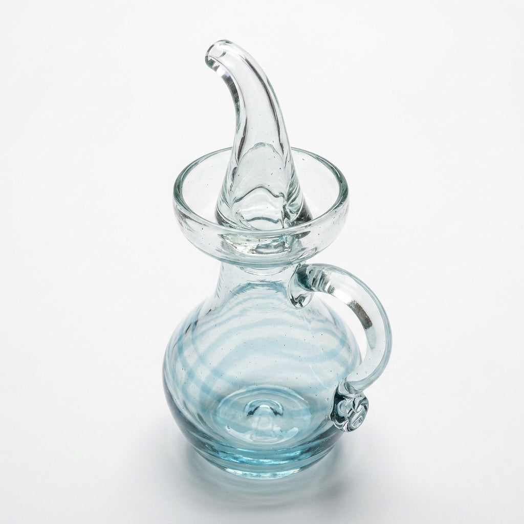 Lafiore Ölflasche Mare Türkis, mundgeblasen aus recyceltem Glas, Mallorca