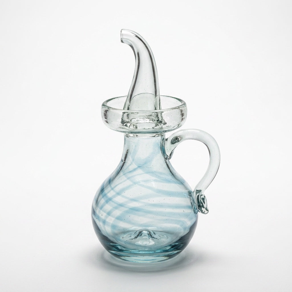 Lafiore Ölflasche Mare Türkis, mundgeblasen aus recyceltem Glas, Mallorca