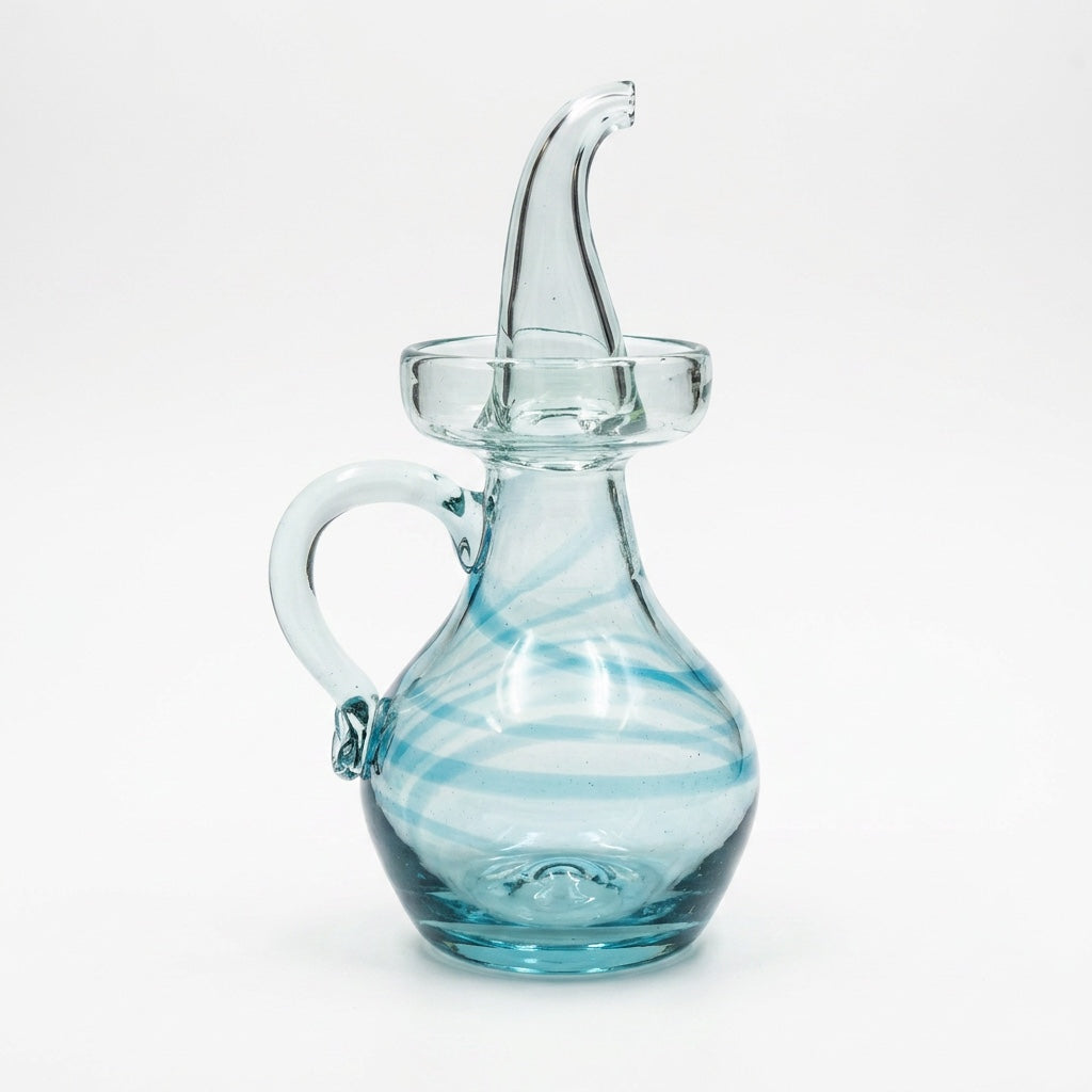 Lafiore Ölflasche Mare Türkis, mundgeblasen aus recyceltem Glas, Mallorca