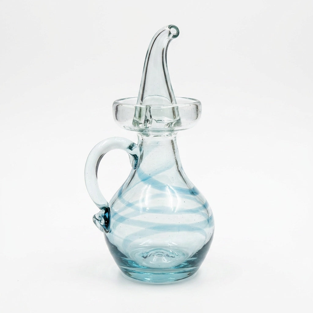 Lafiore Ölflasche Mare Türkis, mundgeblasen aus recyceltem Glas, Mallorca