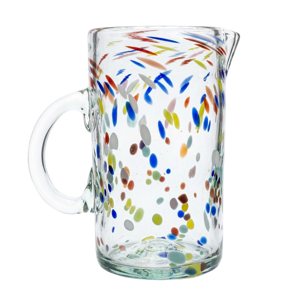Lafiore Pitcher Confetti Multi, mundgeblasener Krug aus recyceltem Glas, Mallorca