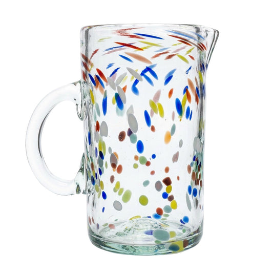 Lafiore Pitcher Confetti Multi, mundgeblasener Krug aus recyceltem Glas, Mallorca