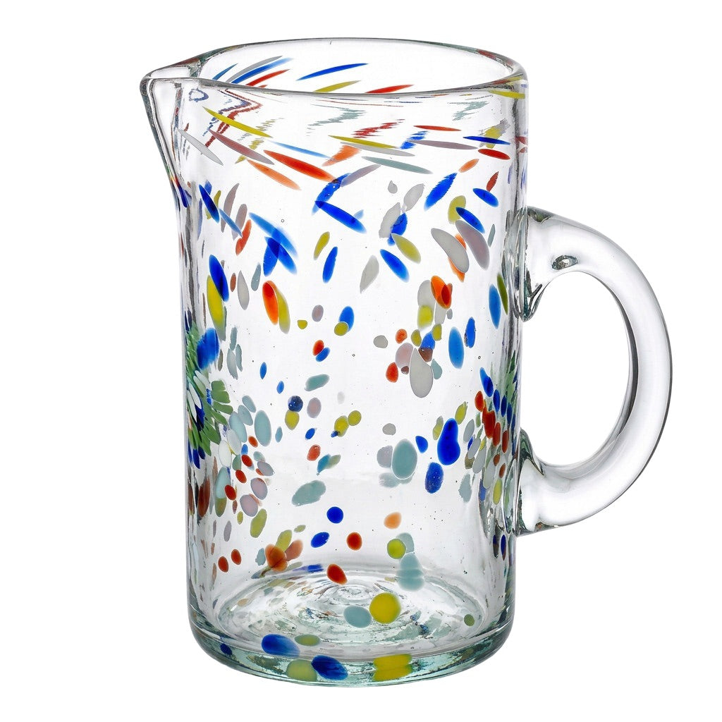 Lafiore Pitcher Confetti Multi, mundgeblasener Krug aus recyceltem Glas, Mallorca