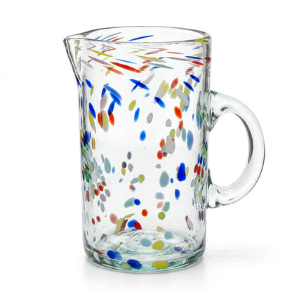 Lafiore Pitcher Confetti Multi, mundgeblasener Krug aus recyceltem Glas, Mallorca