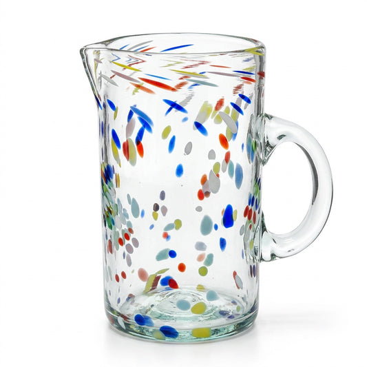 Lafiore Pitcher Confetti Multi, mundgeblasener Krug aus recyceltem Glas, Mallorca