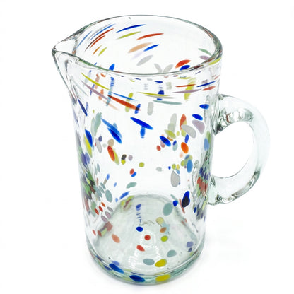 Lafiore Pitcher Confetti Multi, mundgeblasener Krug aus recyceltem Glas, Mallorca