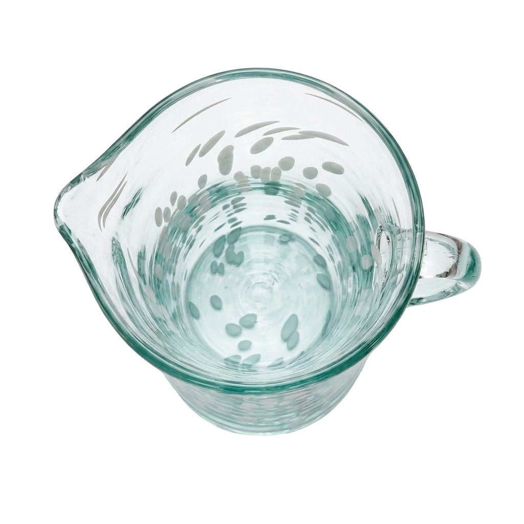 Lafiore Pitcher Confetti Weiss, mundgeblasener Krug aus recyceltem Glas, Mallorca