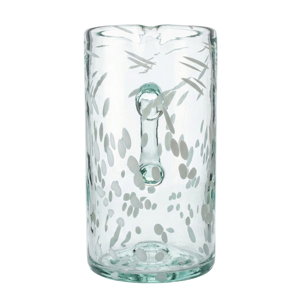 Lafiore Pitcher Confetti Weiss, mundgeblasener Krug aus recyceltem Glas, Mallorca