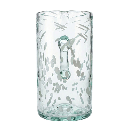 Lafiore Pitcher Confetti Weiss, mundgeblasener Krug aus recyceltem Glas, Mallorca